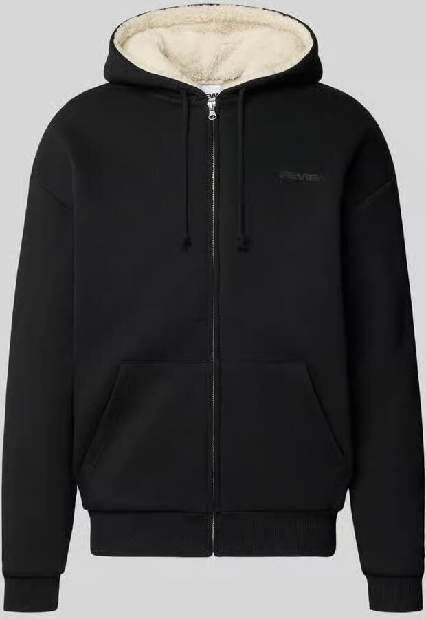 REVIEW Regular fit sweatjack van katoenmix met voering van teddybont