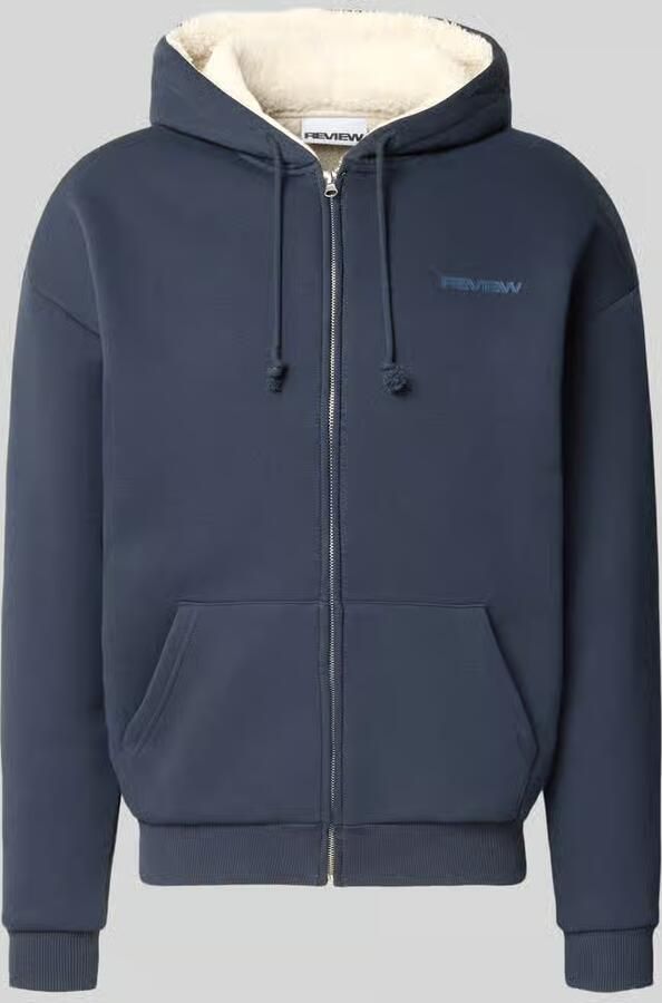 REVIEW Regular fit sweatjack van katoenmix met voering van teddybont