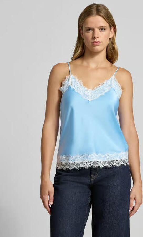 REVIEW Regular fit top van satijn met kant - Foto 2