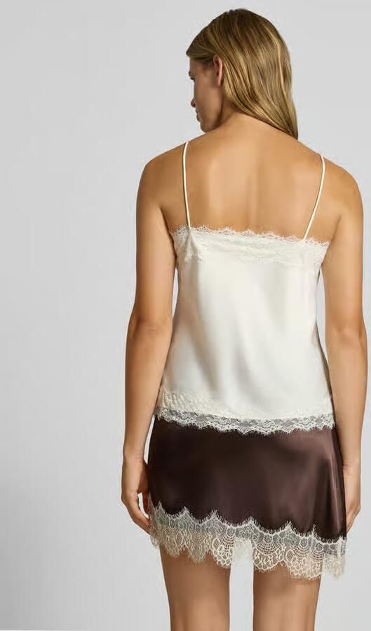 REVIEW Regular fit top van satijn met kant - Foto 3