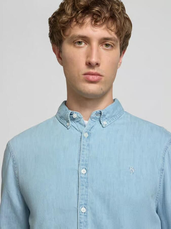 REVIEW regular fit vrijetijdsoverhemd in denimlook - Foto 2