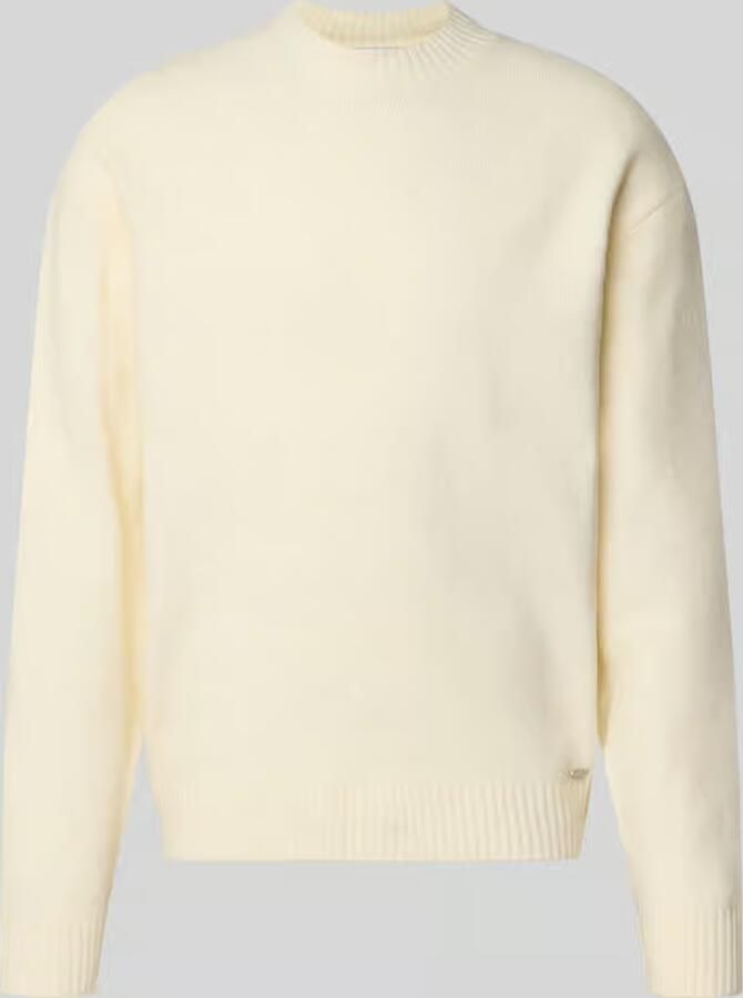 REVIEW relaxed fit gebreide pullover van materiaalmix met katoengehalte