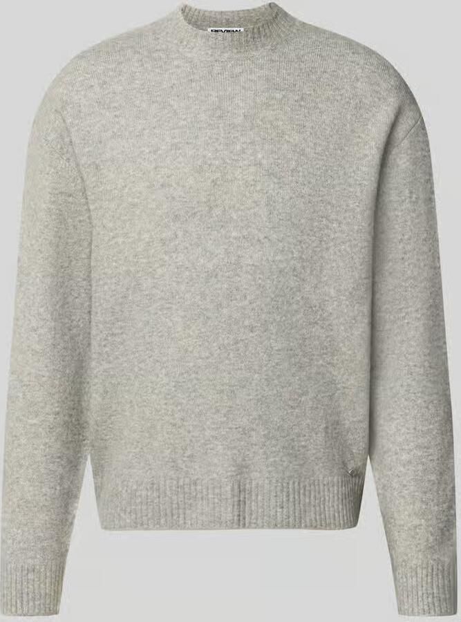 REVIEW relaxed fit gebreide pullover van materiaalmix met katoengehalte