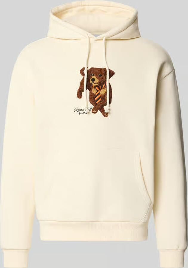 REVIEW relaxed fit hoodie van katoenmix met honden-patch