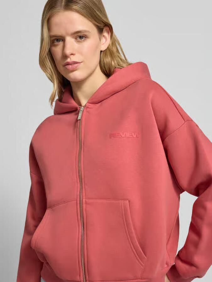 REVIEW relaxed fit sweatjack met capuchon en logoprint