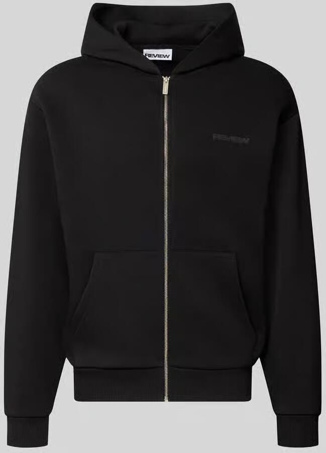 REVIEW relaxed fit sweatjack van katoenmix met labeldetail
