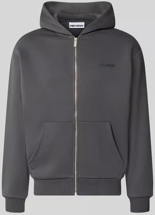 REVIEW relaxed fit sweatjack van katoenmix met labeldetail