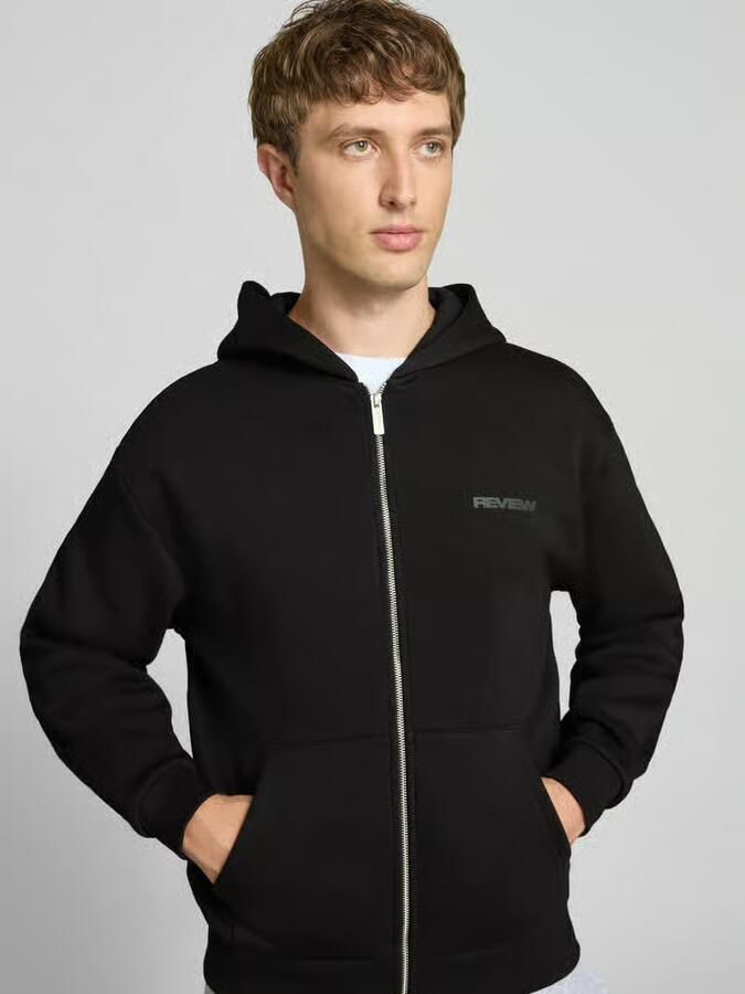 REVIEW relaxed fit sweatjack van katoenmix met labeldetail - Foto 2