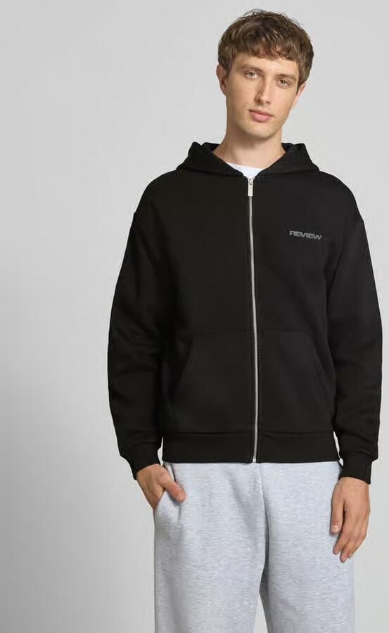 REVIEW relaxed fit sweatjack van katoenmix met labeldetail - Foto 3
