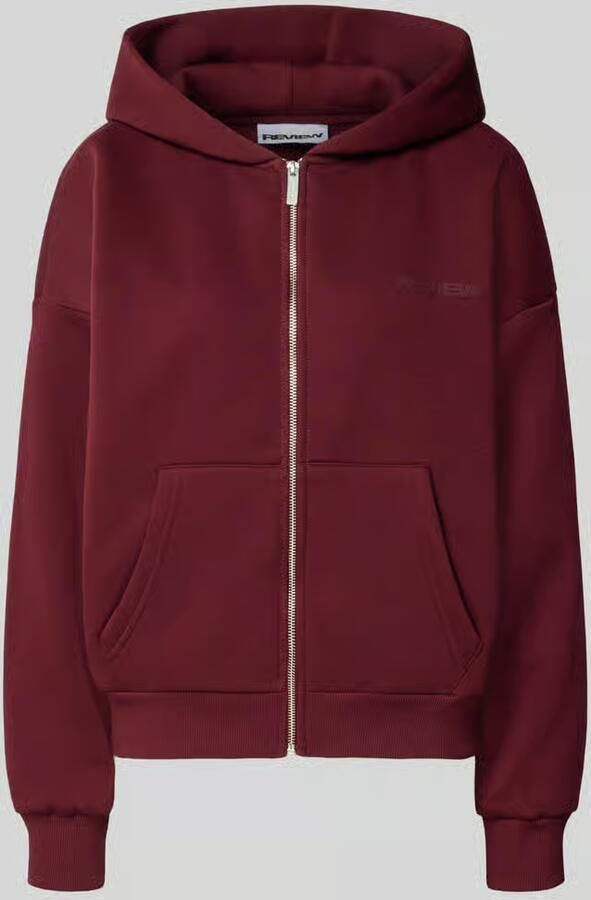 REVIEW relaxed fit sweatjack van katoenmix met labeldetail