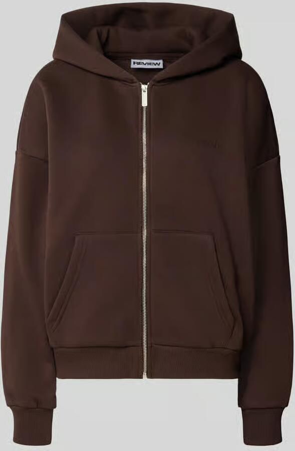 REVIEW relaxed fit sweatjack van katoenmix met labeldetail