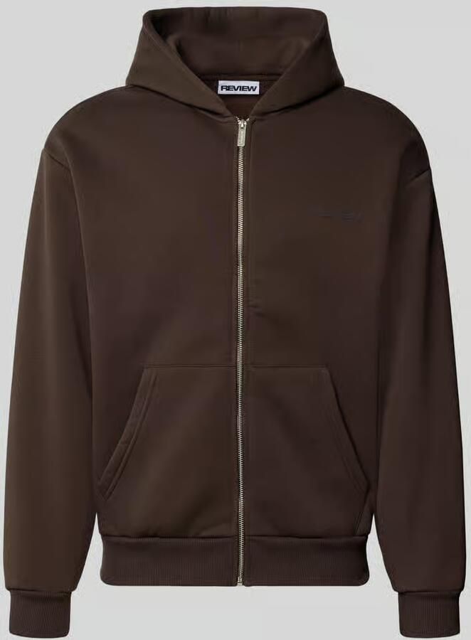 REVIEW relaxed fit sweatjack van katoenmix met labeldetail