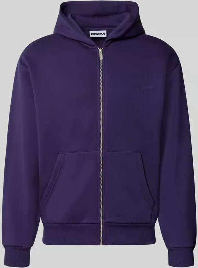 REVIEW relaxed fit sweatjack van katoenmix met labeldetail