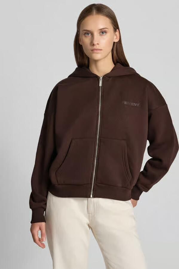 REVIEW relaxed fit sweatjack van katoenmix met labeldetail - Foto 2