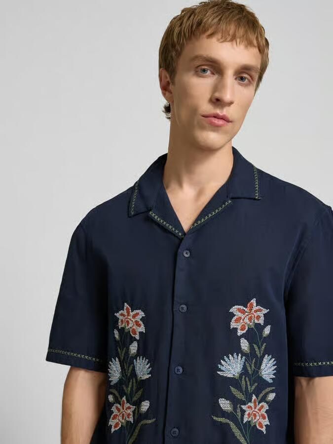 REVIEW relaxed fit vrijetijdsoverhemd met motiefstitching