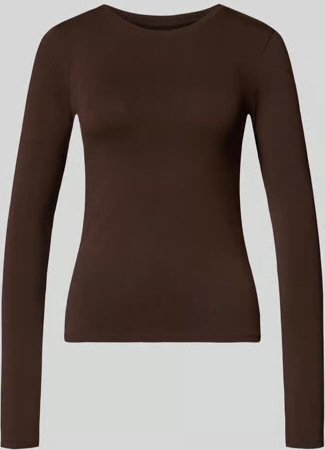 REVIEW Slim fit basic shirt met lange mouwen van katoenmix