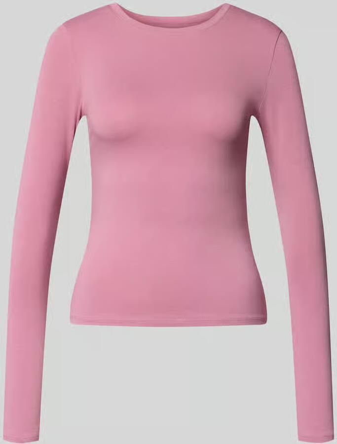 REVIEW Slim fit basic shirt met lange mouwen van katoenmix