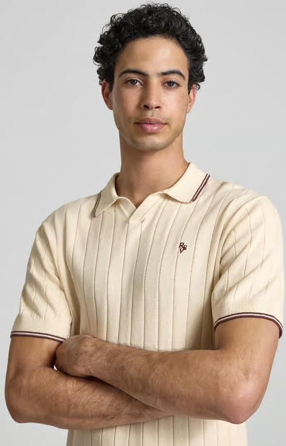 REVIEW slim fit gebreid shirt met geborduurd logo