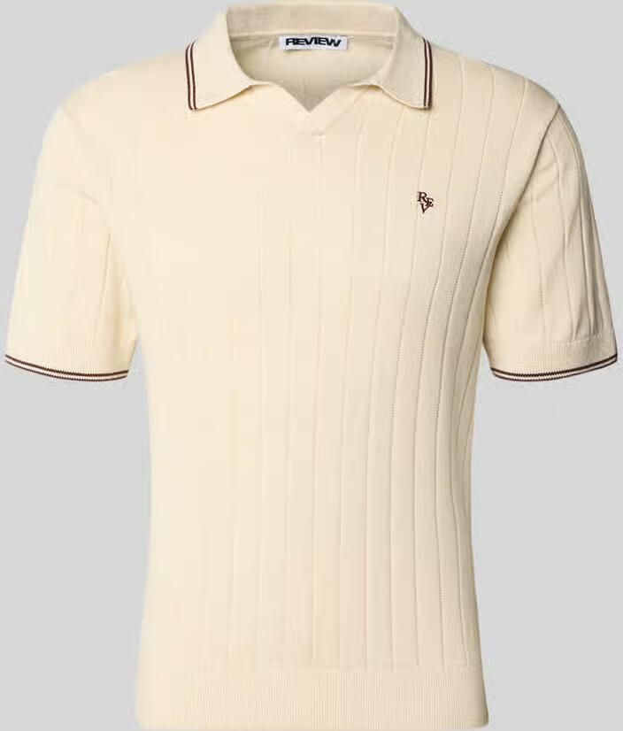 REVIEW slim fit gebreid shirt met geborduurd logo - Foto 2
