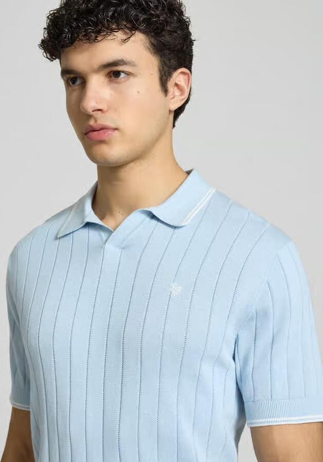 REVIEW slim fit gebreid shirt met geborduurd logo