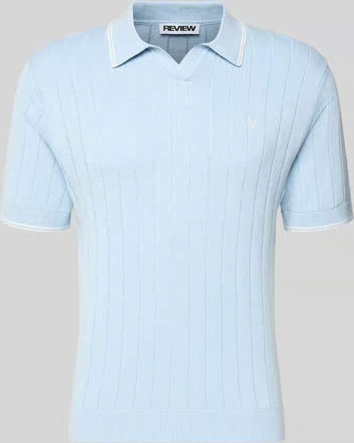 REVIEW slim fit gebreid shirt met geborduurd logo - Foto 2
