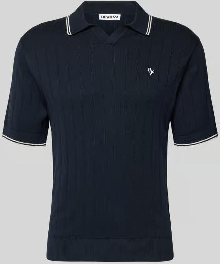 REVIEW slim fit gebreid shirt met geborduurd logo - Foto 2