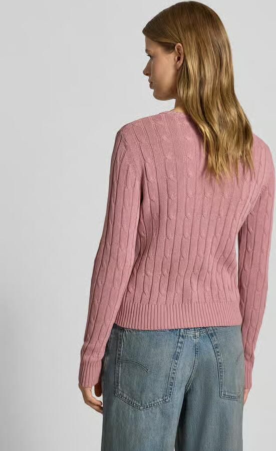 REVIEW Slim fit gebreide pullover met ronde hals en kabelpatroon - Foto 3