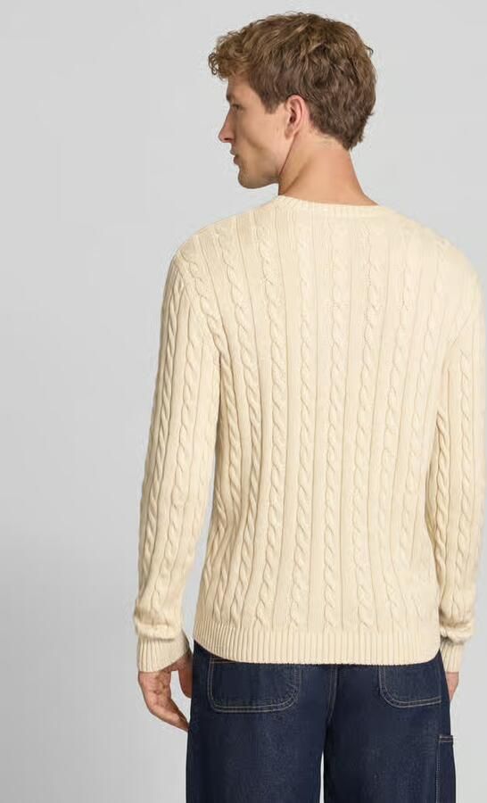 REVIEW Slim fit gebreide pullover van pure katoen met kabelpatroon - Foto 2
