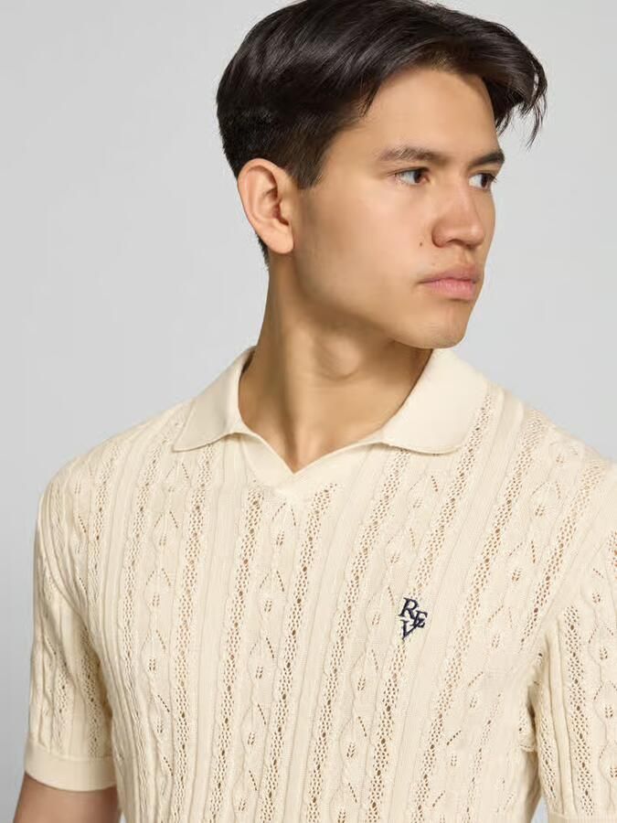 REVIEW slim fit knitwear-poloshirt met labelstitching