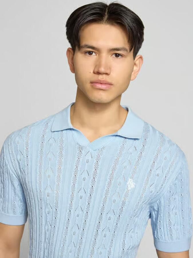 REVIEW slim fit knitwear-poloshirt met labelstitching