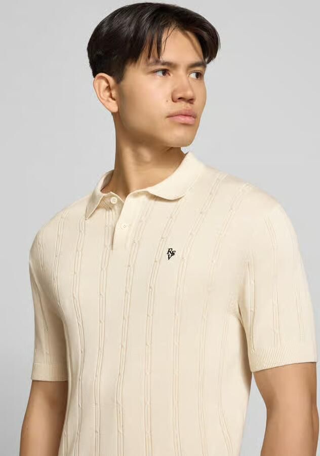 REVIEW slim fit knitwear-poloshirt met labelstitching