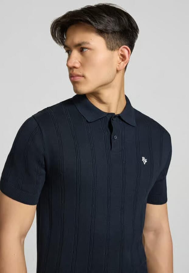 REVIEW slim fit knitwear-poloshirt met labelstitching