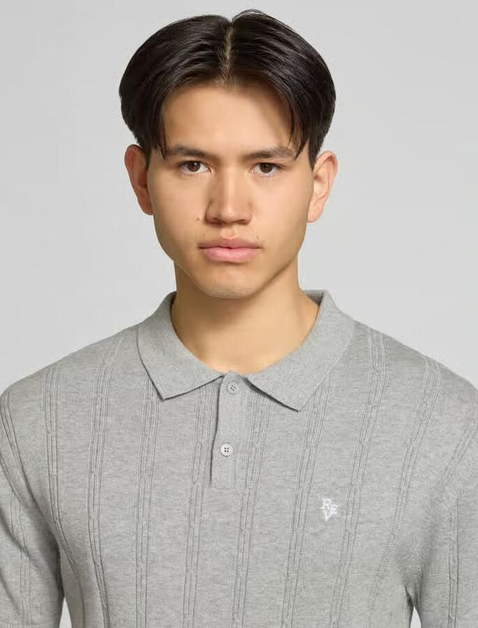 REVIEW slim fit knitwear-poloshirt met labelstitching