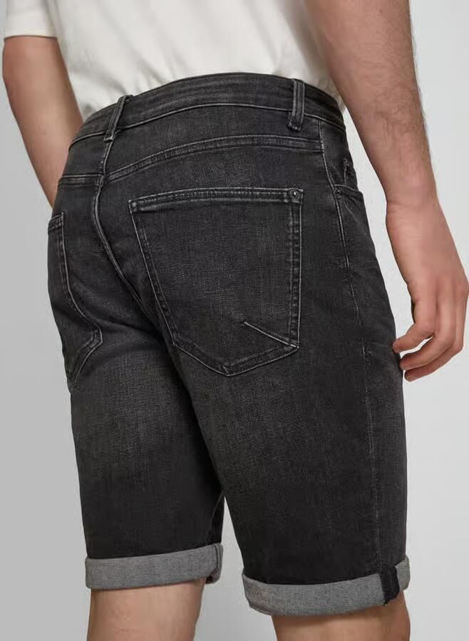 REVIEW slim fit korte jeans met omslag