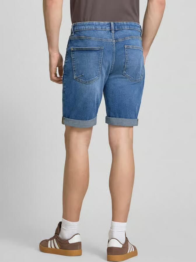 REVIEW slim fit korte jeans met omslag