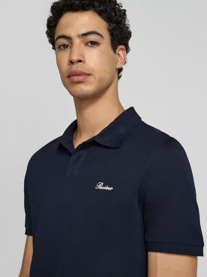 REVIEW slim fit poloshirt met labelstitching