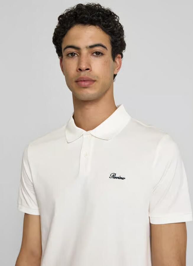 REVIEW slim fit poloshirt met labelstitching