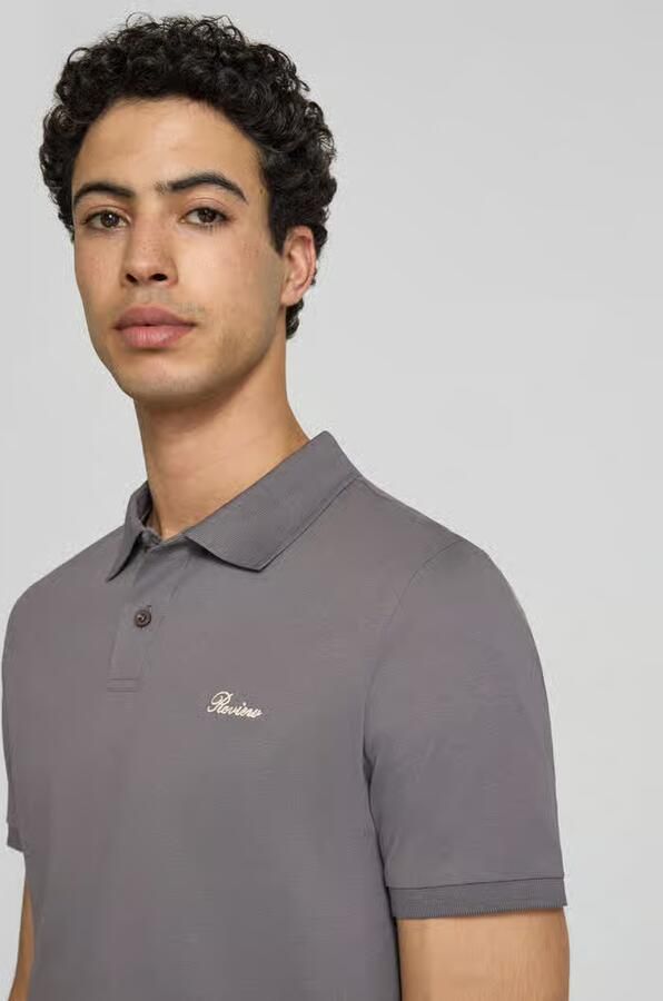 REVIEW slim fit poloshirt met labelstitching