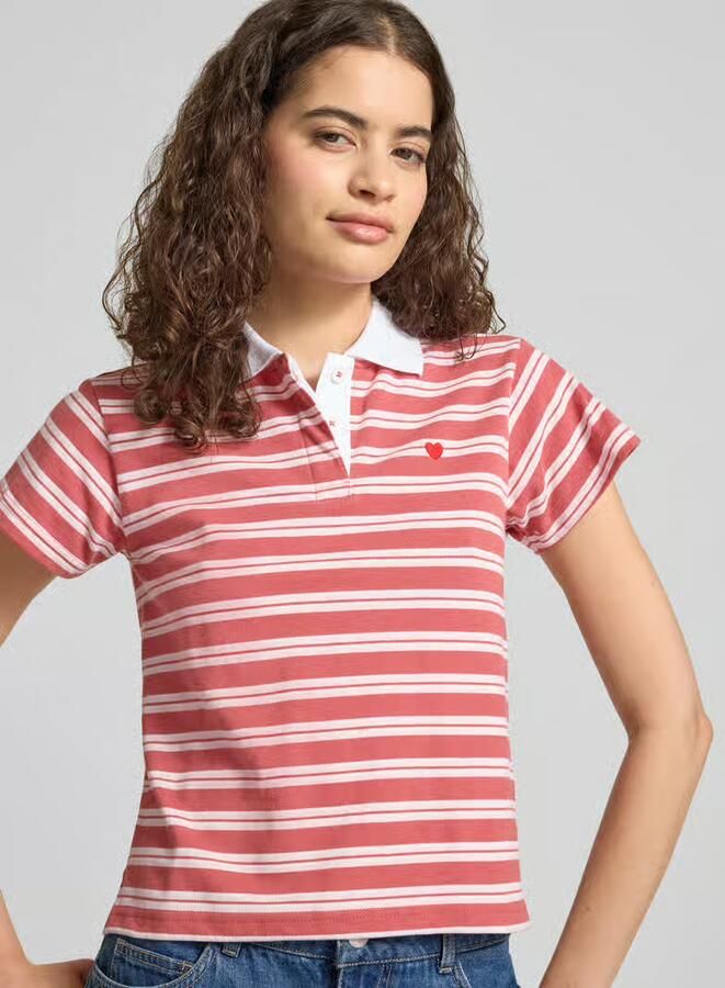 REVIEW slim fit poloshirt met stitching