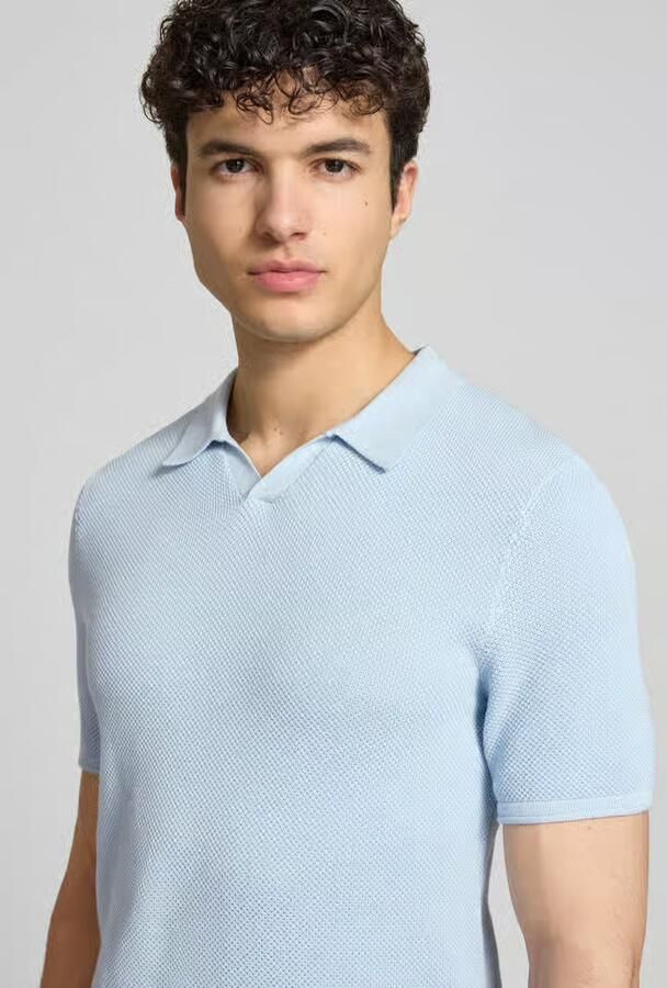 REVIEW slim fit poloshirt met structuurpatroon