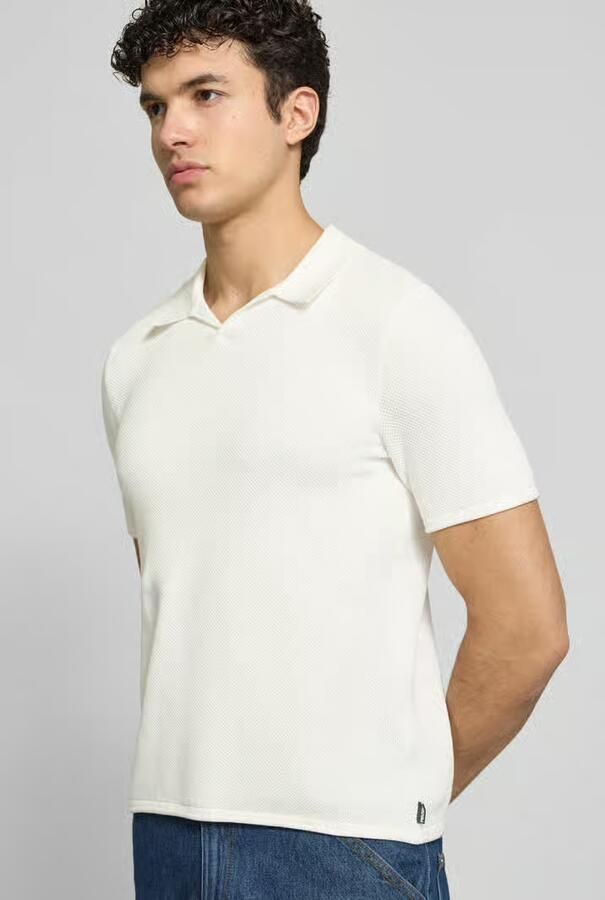 REVIEW slim fit poloshirt met structuurpatroon
