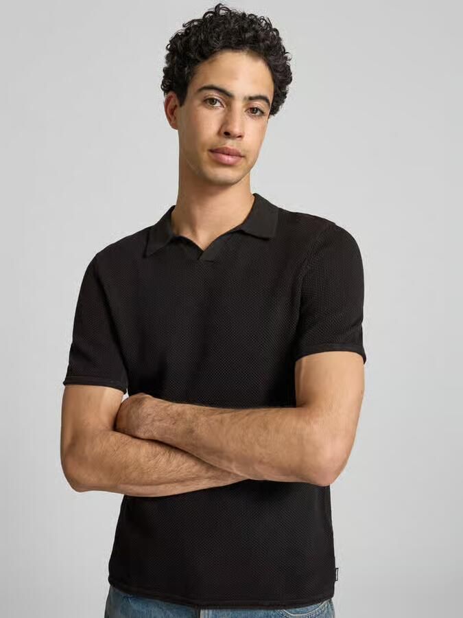 REVIEW slim fit poloshirt met structuurpatroon