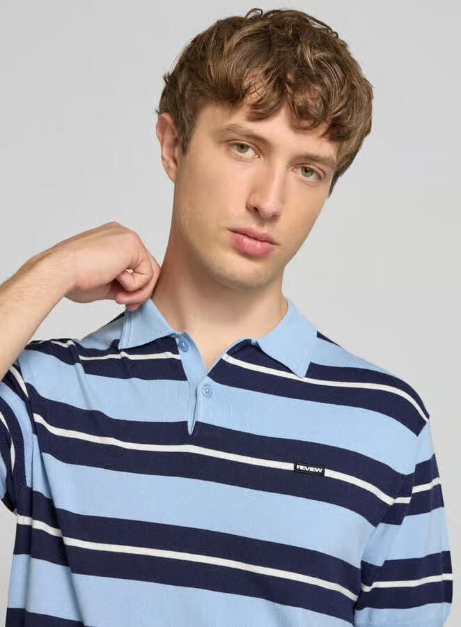 REVIEW slim fit poloshirt van viscosemix