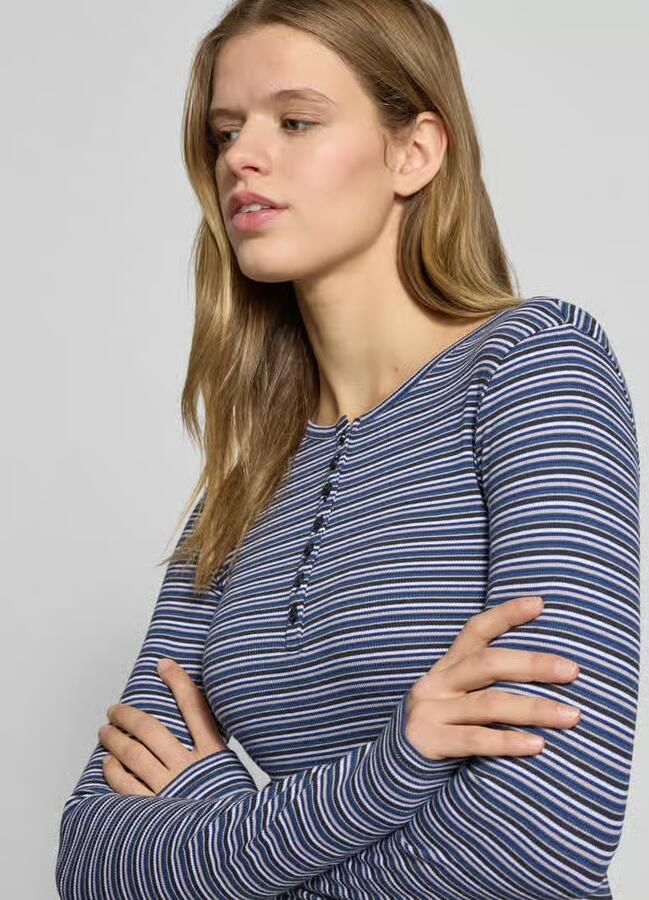 REVIEW Slim fit longsleeve van katoenmix