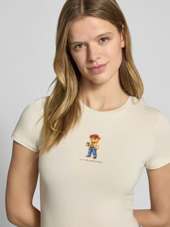 Review Slim fit T-shirt met logoprint model 'Sweet'