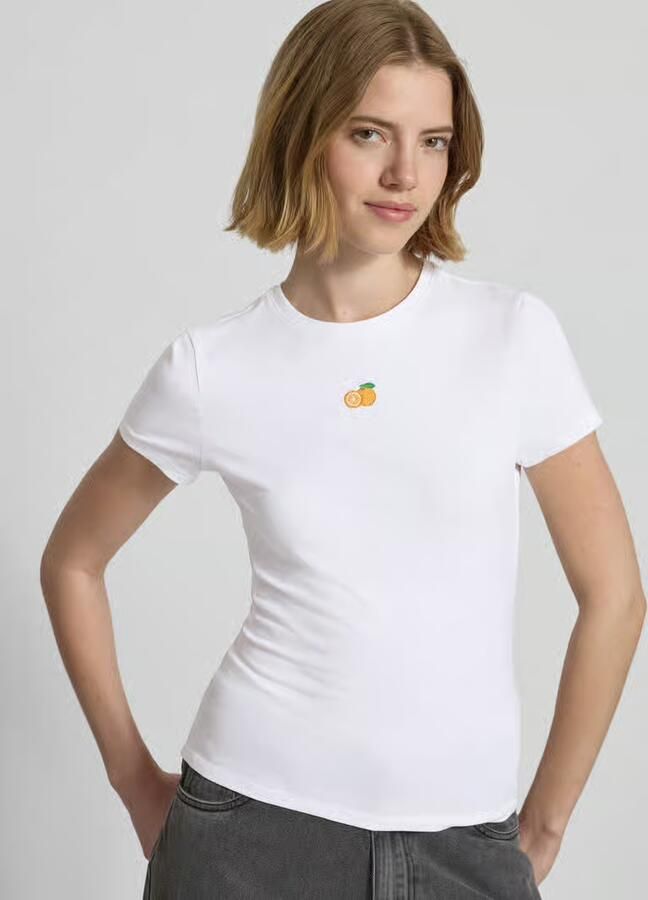 REVIEW slim fit T-shirt met motiefstitching