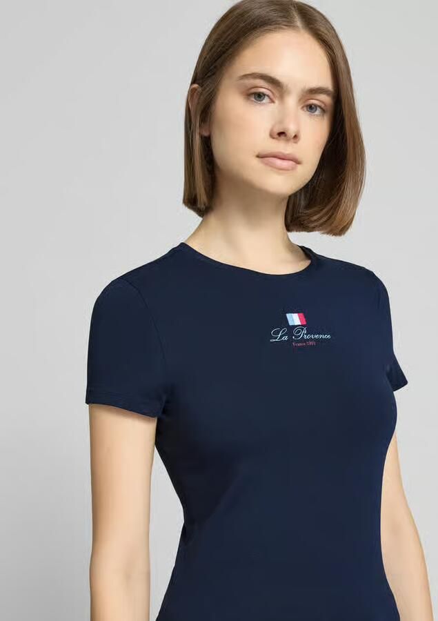 REVIEW slim fit T-shirt met ronde hals en Frankrijk-motief
