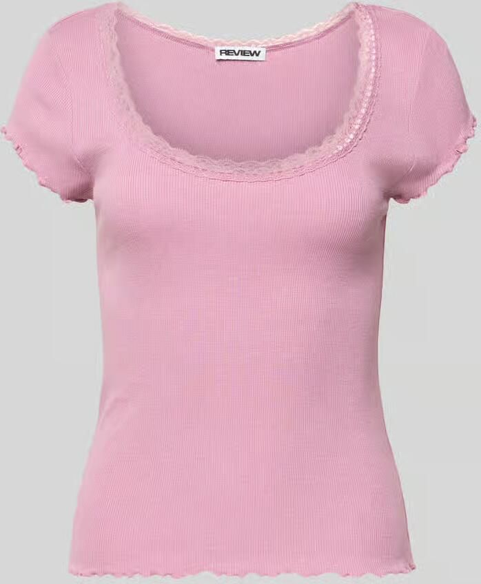 REVIEW slim fit T-shirt van viscosemix met kant - Foto 2