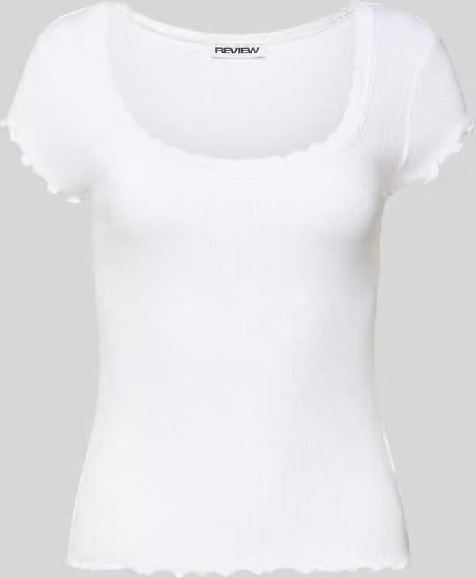 REVIEW slim fit T-shirt van viscosemix met kant - Foto 2