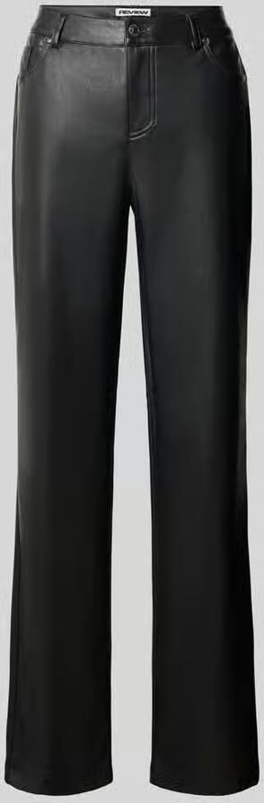 REVIEW Straight fit broek in leerlook
